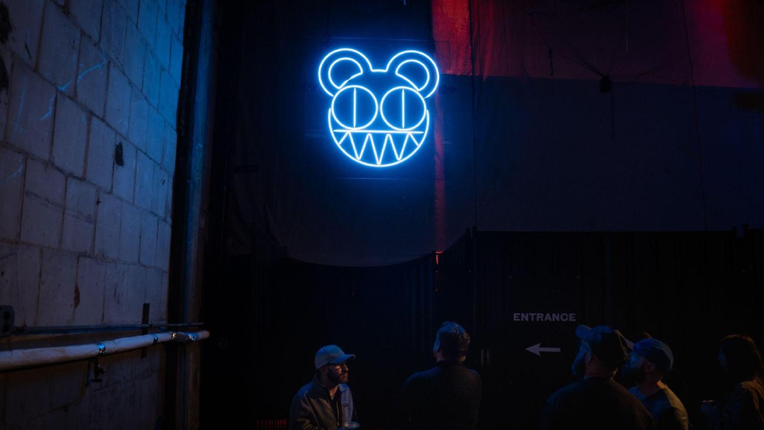 Neon bear installation entrance